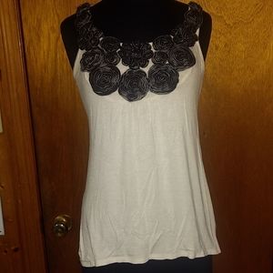White Tank Top With Black Roses by Bluheaven